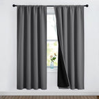Nicetown Grey Full Shade Room Warming Curtain Panels, Pair Of Energy Smart Rod Pocket Blackout Drapes For Guest Room Window, The