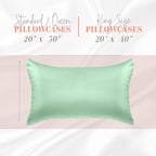 Elegant Comfort Silky And Luxurious 2-Piece Satin Pillowcase Set For Healthier Skin And Hair, Hidden Zipper Closure And Beautifully Packaged, Satin Pillowcase Set, King, Mint Green