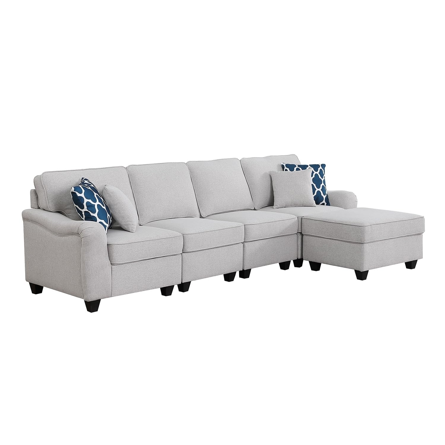 Lilola Home Leo 5 Seater Sofa and Ottoman - Thumbnail 2
