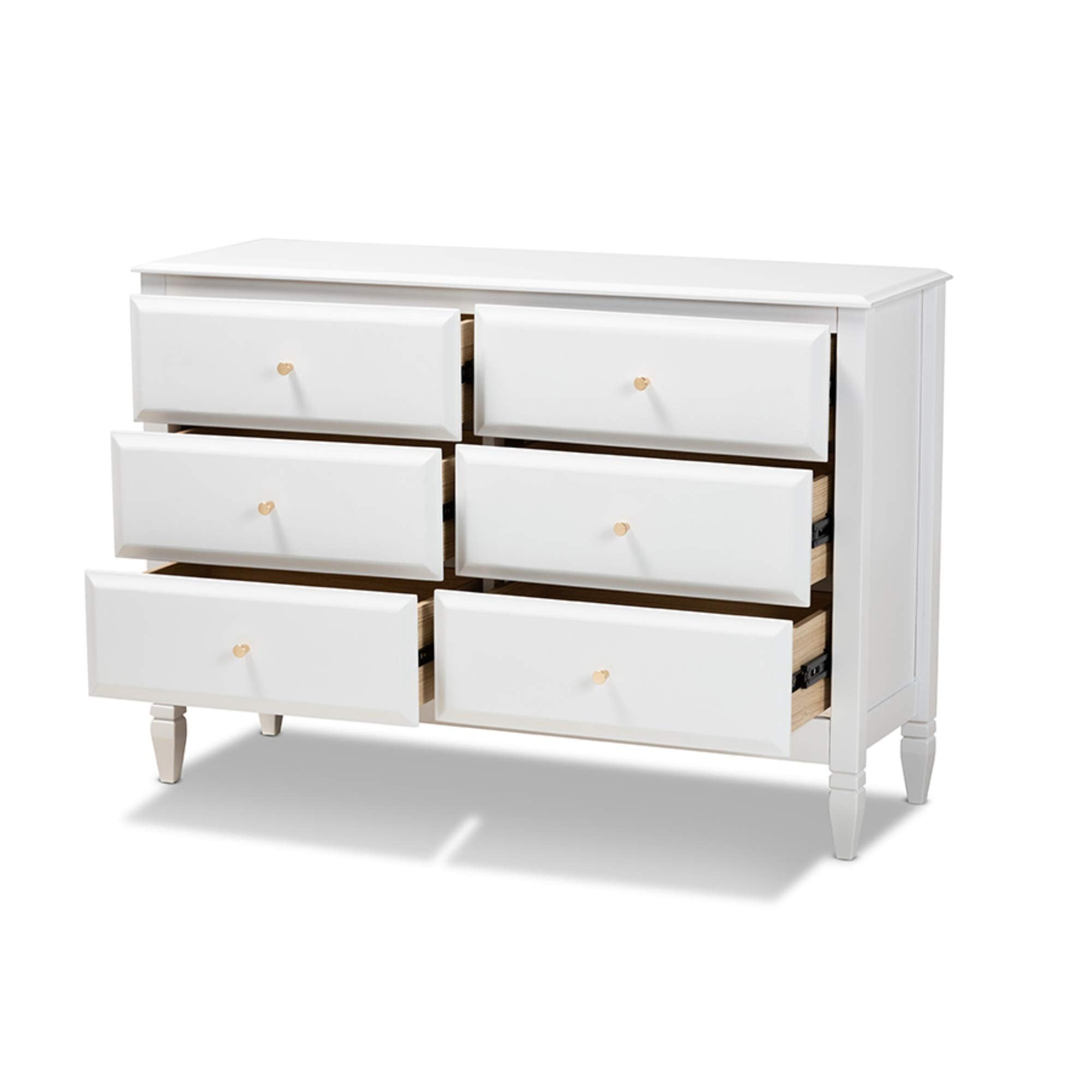 Baxton Studio Naomi Classic and Transitional White Finished Wood 6-Drawer Bedroom Dresser