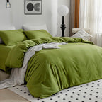 Jellymoni Cotton Duvet Cover Twin Size - 100% Washed Cotton Linen Feel Textured Comforter Cover, 2 Pieces Breathable Soft Beddin