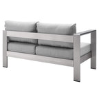 Modway Shore Sunbrella® Fabric Aluminum Outdoor Patio Left-Arm Loveseat In Silver Gray