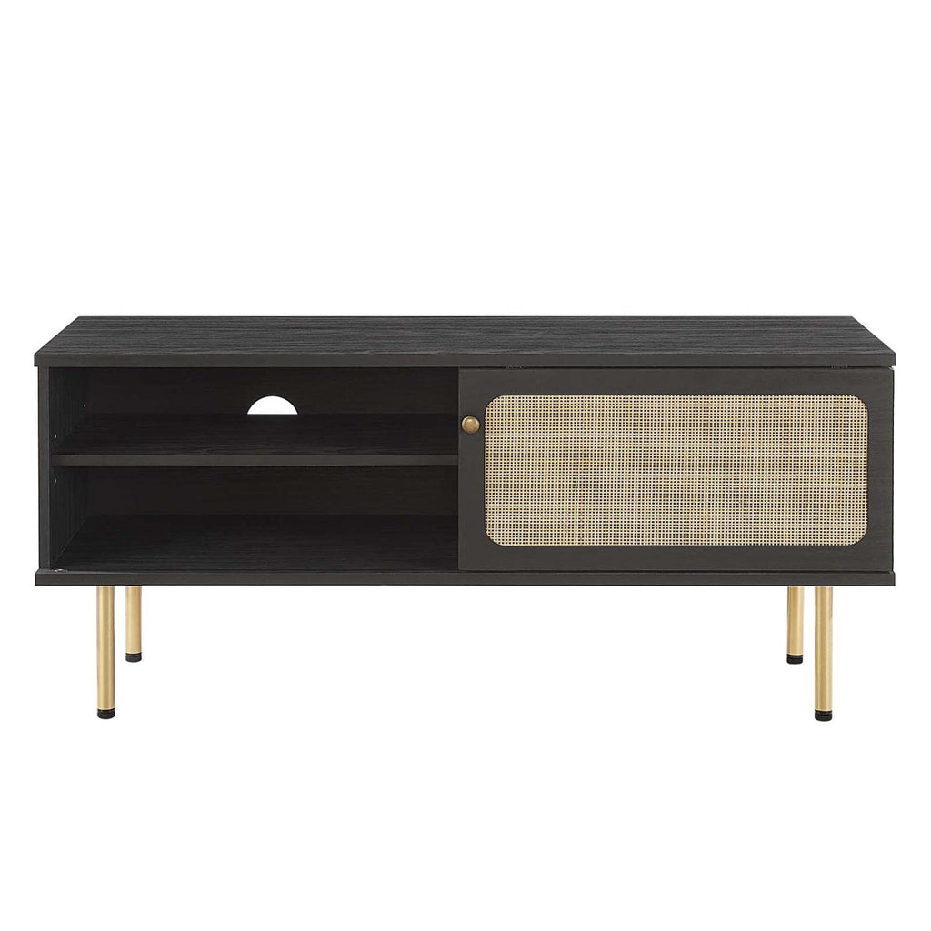 Modway Cambria Rattan and Particleboard TV Stand for TVs up to 47" in Black