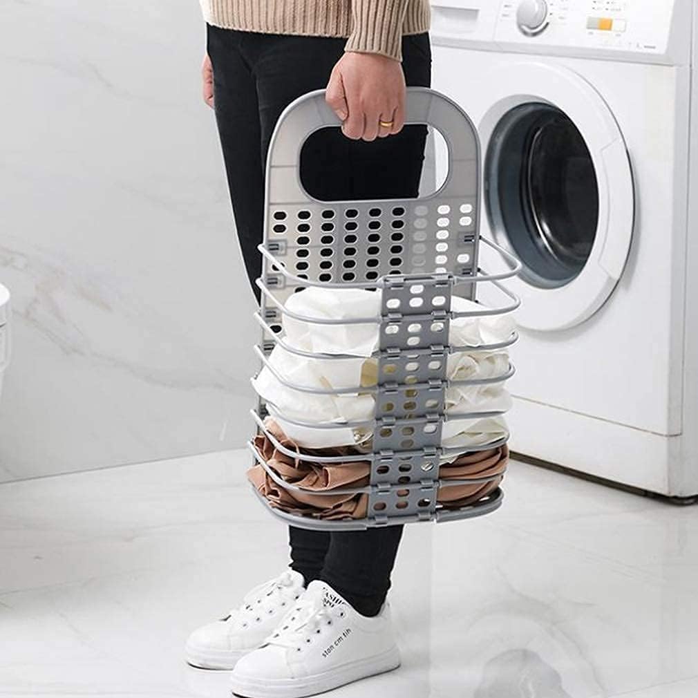 RUSEELA Plastic Laundry Hamper Bag For Bathroom, Bedroom, Kitchen, Home, Office || Wall Mounted Bathroom Hanging Foldable Laundr