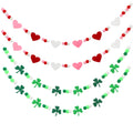 Breling 4 Pcs Valentine's Day St. Patrick's Day Banner Decor Valentines Heart Felt Garland St. Patrick's Garland Shamrock Clover