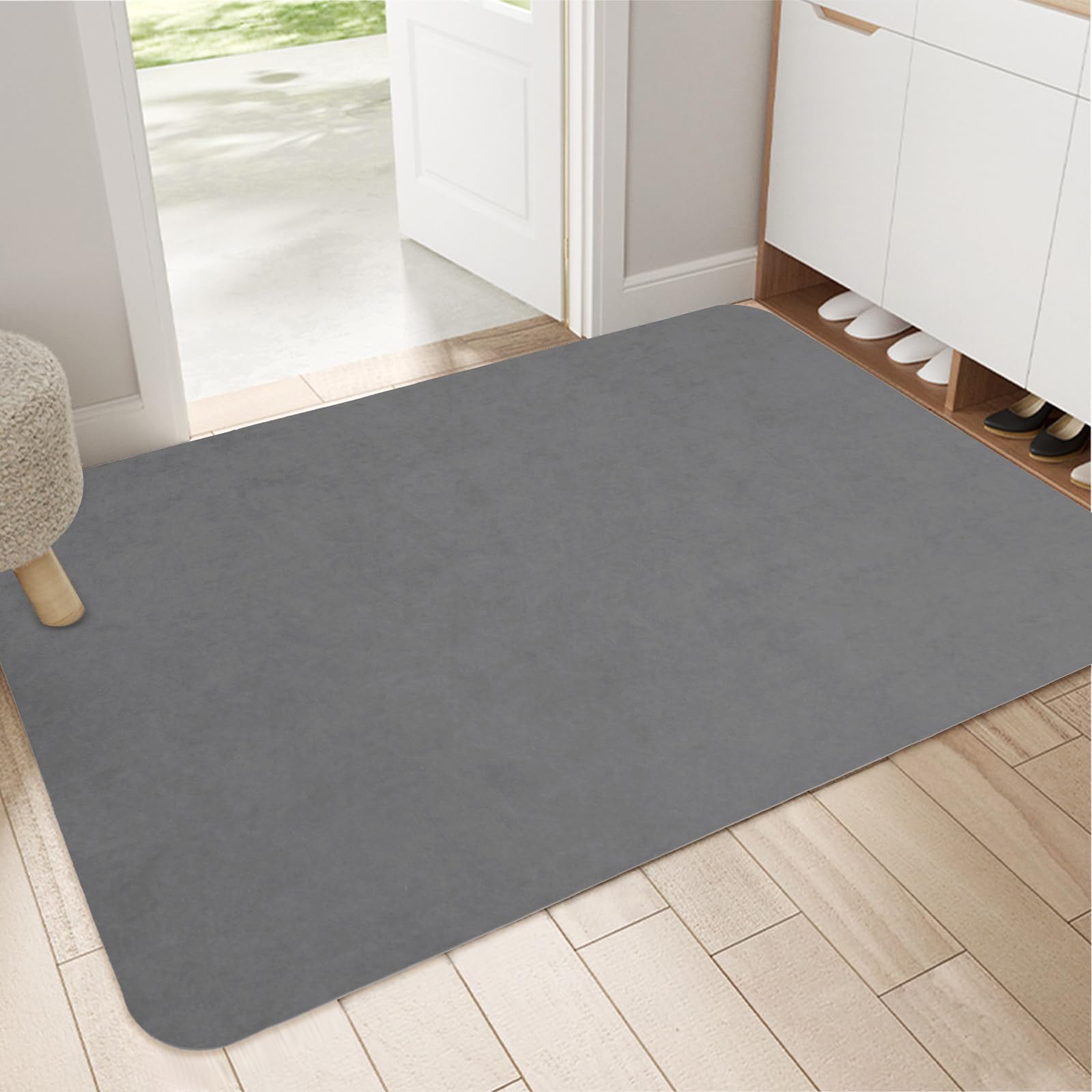 Yoftluju 1/10 Inch Ultra Thin Door Mat Indoor, Non Slip Absorbent Resist Dirt Entrance Mat, Washable Front Door Mat, Low Profile