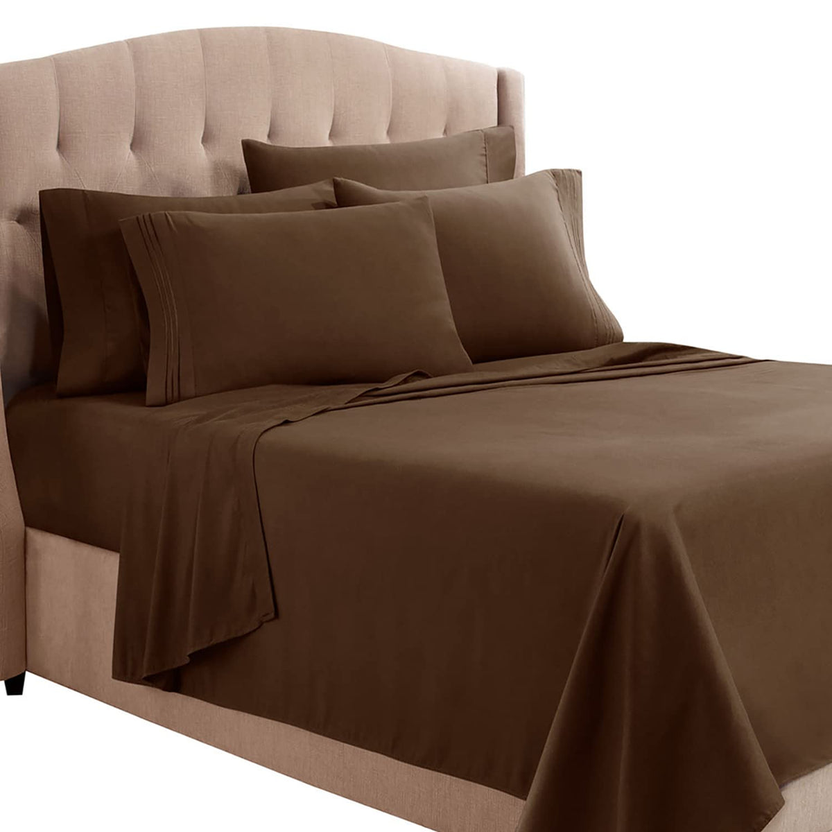 Clara Clark Full Sheets, 6 Piece Set - Hotel Luxury Sheets For Full Size Bed, Super Soft Bedding Sheets & Pillowcases, Full Size Sheets, Chocolate Brown