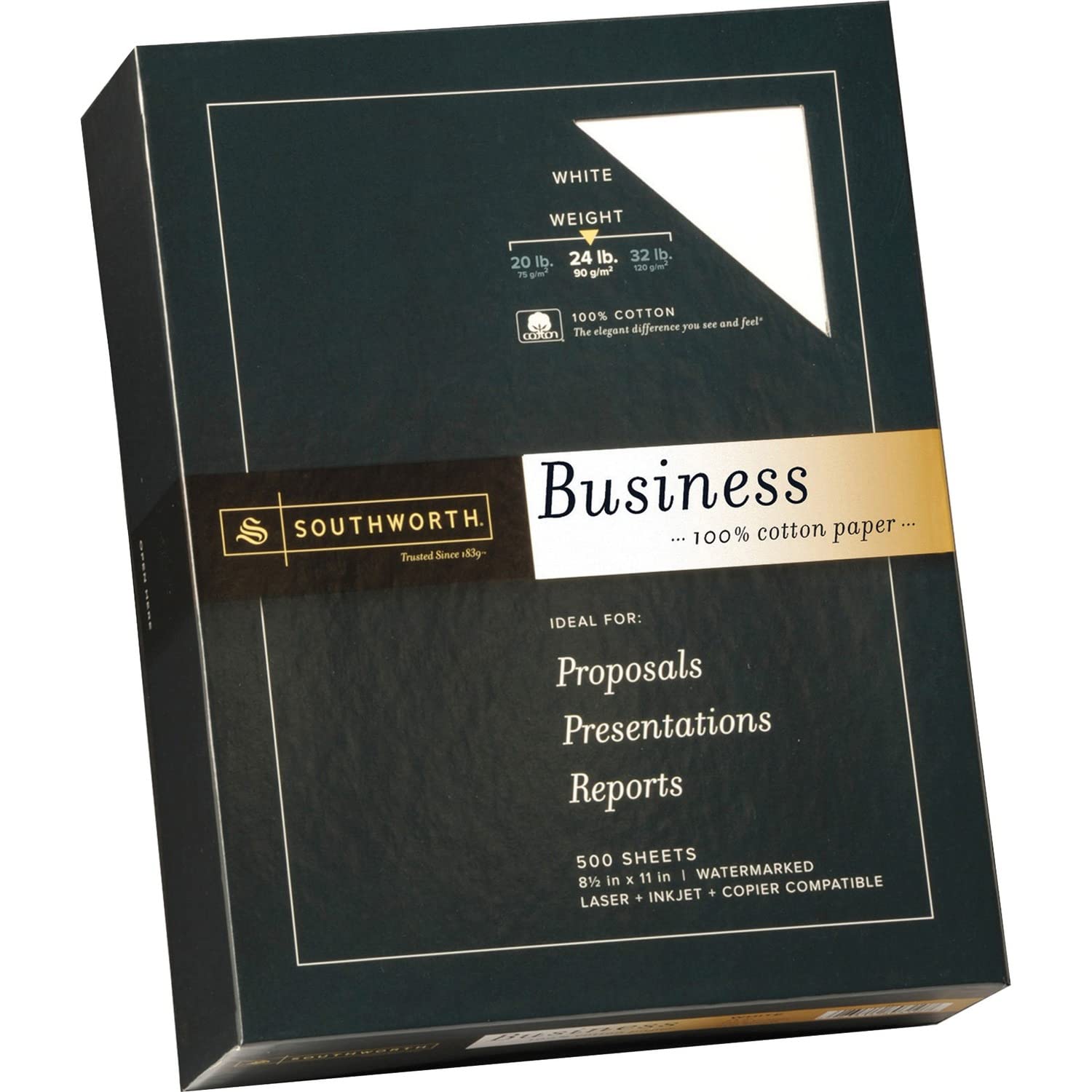 Southworth Company, Agawam, Ma 14C Business Paper, Cotton, 24 Lb., 8-1/2-Inch X11-Inch, 500/Bx, White