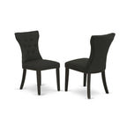 East West Furniture Anga3-Abk-24 3 Piece Dinette Set For Small Spaces Contains A Round Kitchen Table With Pedestal And 2 Black Linen Fabric Parson Dining Chairs, 36X36 Inch, Wirebrushed Black
