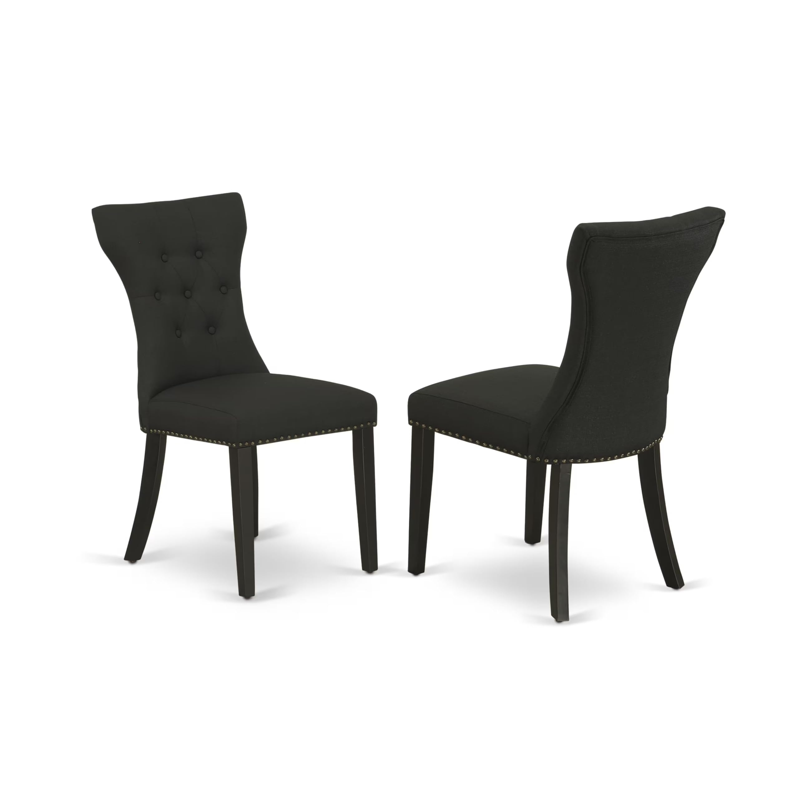 East West Furniture V697Ga124-6 6 Piece Modern Dining Table Set Contains A Rectangle Wooden Table With V-Legs And 4 Black Linen Fabric Parson Chairs With A Bench, 40X72 Inch, Multi-Color