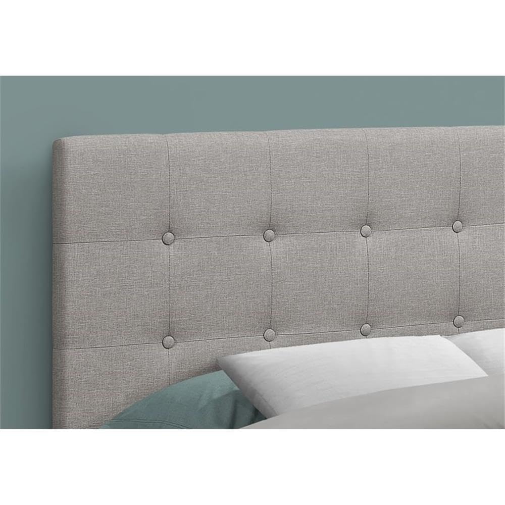 Monarch Specialties I 6003F Bed, Headboard Only, Full Size, Bedroom, Upholstered, Linen Look, Grey, Transitional