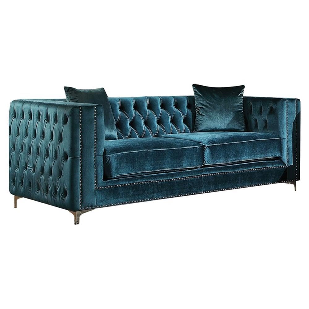 Acme Gillian Velvet Tufted Upholstered Tuxedo Loveseat - Thumbnail 3