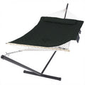 SUNCREAT Patio Portable Hammock with Stand, Outdoor Double Hammock with Stand Included, Gray Green Drops