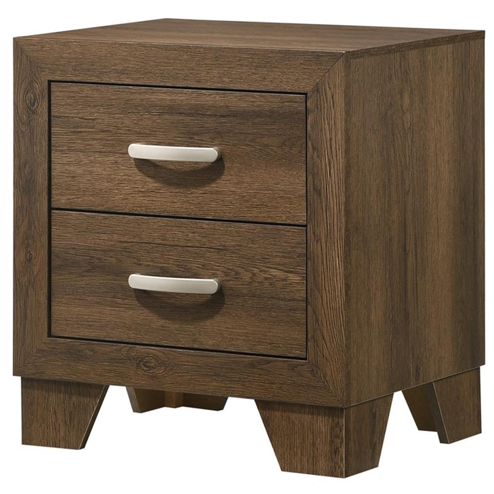 Acme Miquell Wooden 2-Drawer Bedroom Nightstand In Oak