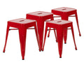 Flash Furniture Metal Dining Table Height Stool - Backless Red Kai Commercial Grade Stool - 18 Inch Stackable Dining Chair - Set of 4