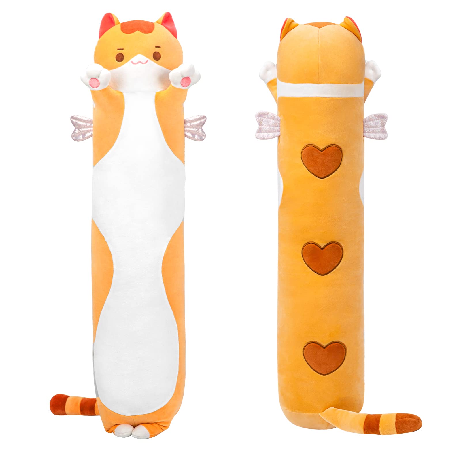 Mewaii Long Cat Plush Body Pillow, 36    Cute Brown Cat Stuffed Animals Soft Plushies, Kitten Plush Pillow Doll Toy Gift for Gir