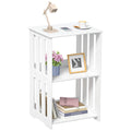 HAYOFAMY 3-Tier End Table Nightstand White, Narrow Side Table with Storage Shelf, Small Bookshelf Bedside Table for Bedroom, Liv