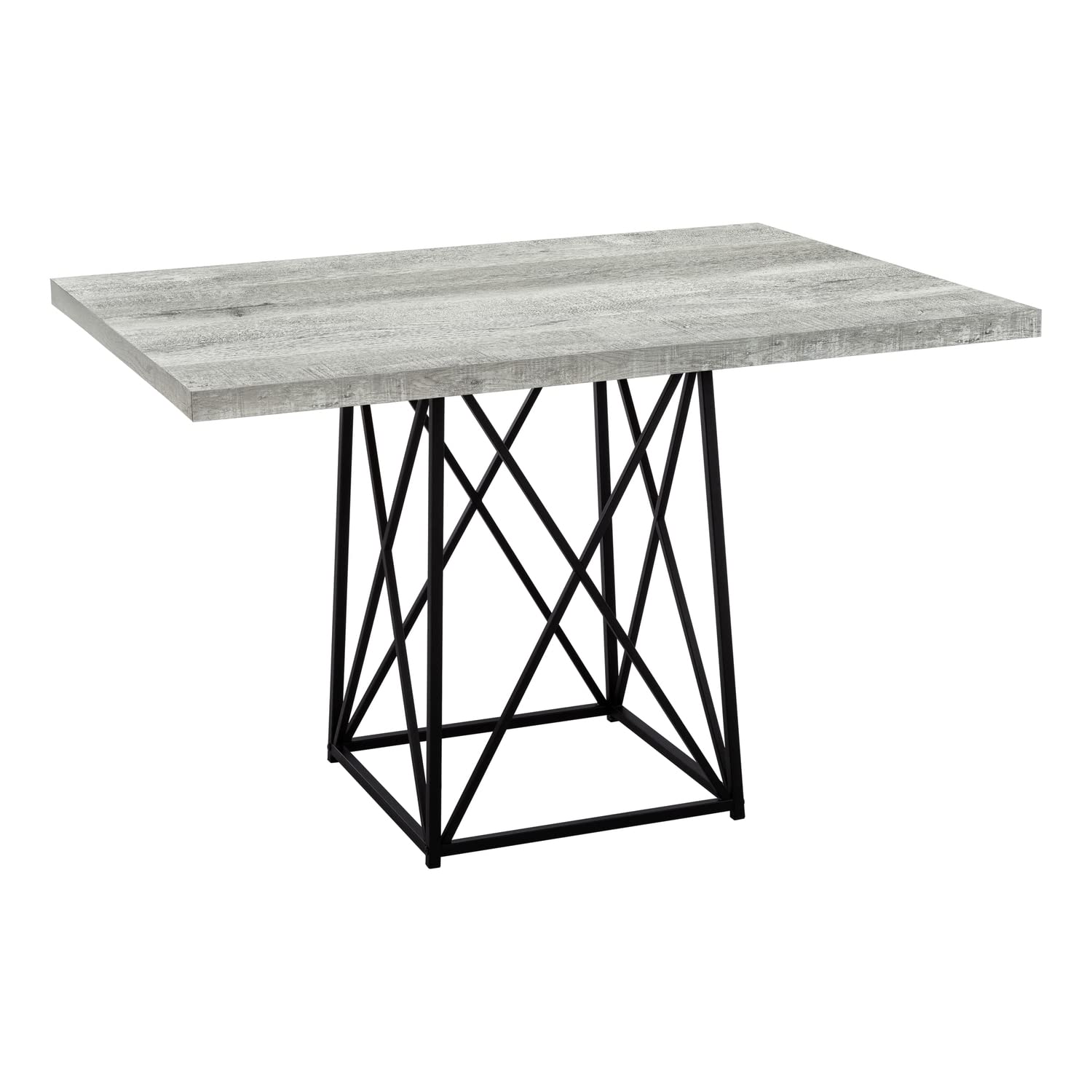 Monarch Specialties Dining Table Metal, 36&quot; X 48&quot;, Grey Reclaimed Wood-Look/Black Base