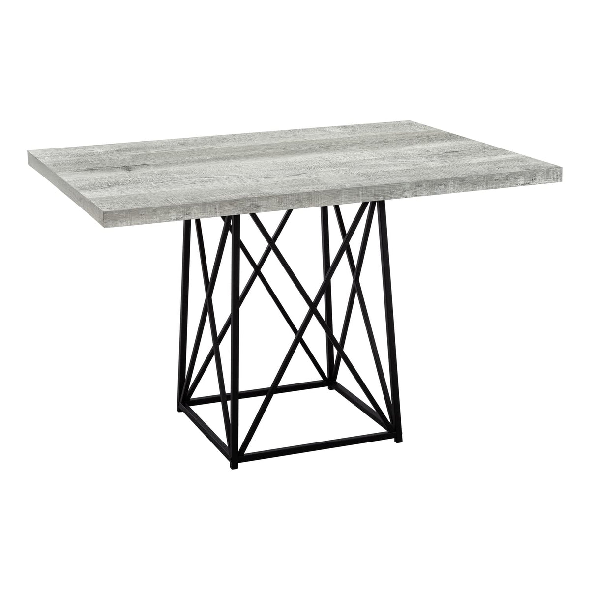 Monarch Specialties Dining Table Metal, 36' x 48', Grey Reclaimed Wood-Look/Black Base