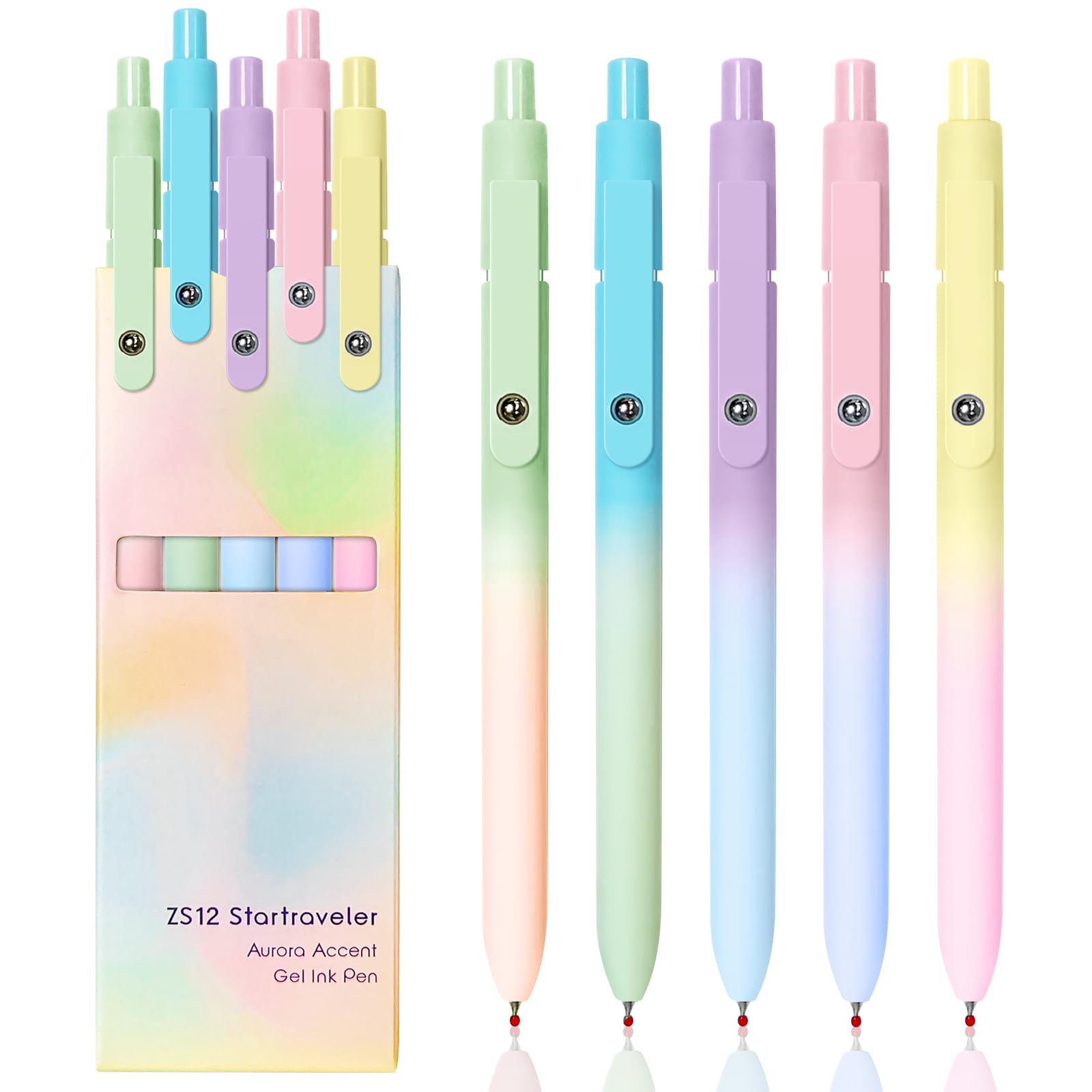 Yoxmjdb Gel Pens, 5 Pcs Medium Point Smooth Writing Pens Cute Pens For Women, High-End Series 0.7Mm Black Ink Pens For Journalin