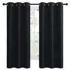 Nicetown Halloween Bathroom Blackout Thermal Curtains And Drapes, Black Solid Thermal Insulated Grommet Blackout Drapery Panels