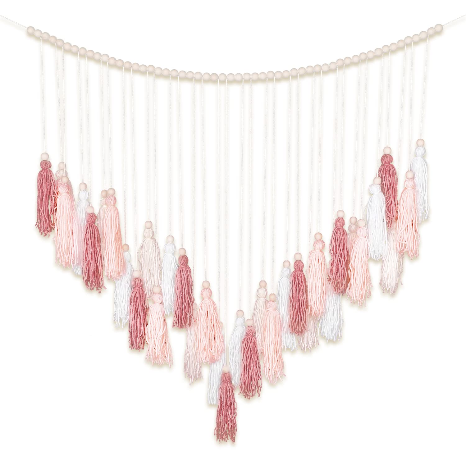 Luxbrand Large Macrame Wall Haning Boho Home Decor, Blush Pink Tassel Wall Decor Bohemian, Bedroom Living Room Girls Room Nurser