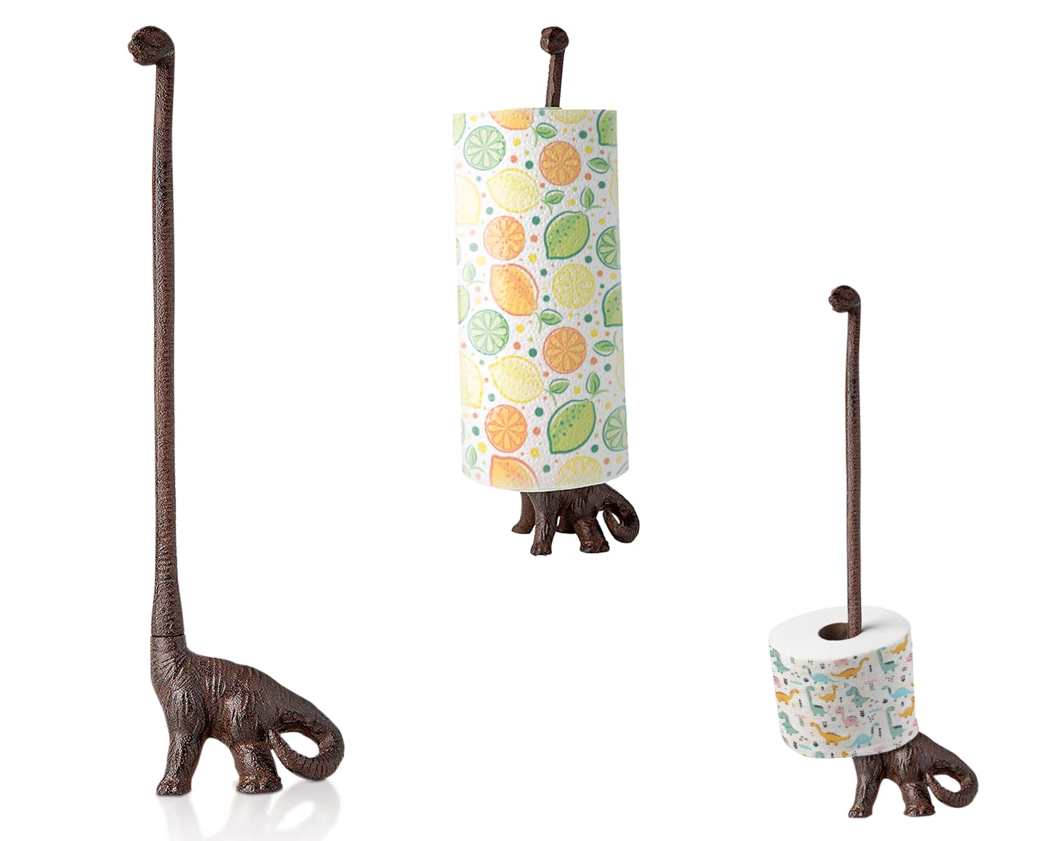 Paper Towel Holder or Free Standing Toilet Paper Holder- Cast Iron Dinosaur Paper Holder - Bathroom Toilet Paper Holder or Stand