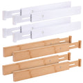 Bamboo Drawer Dividers,Drawer Separators Adjustable,Long Drawer Divider Expandable For Kitchen, Dresser, Bedroom, Bathroom And O