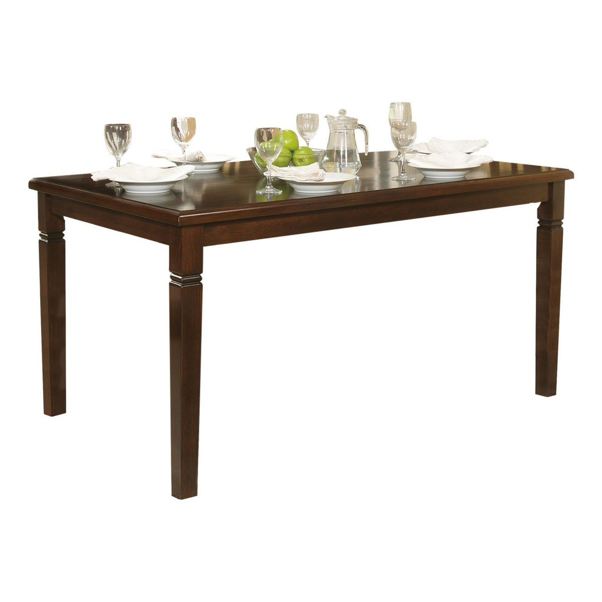 Benjara Rectangular Shape Wooden Dining Table With Tapered Legs, Brown