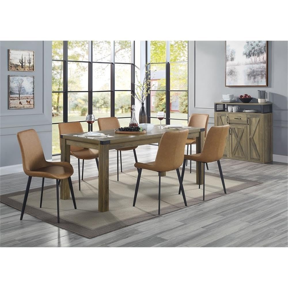 Acme Abiram Wooden Rectangular Dining Table in Rustic Oak