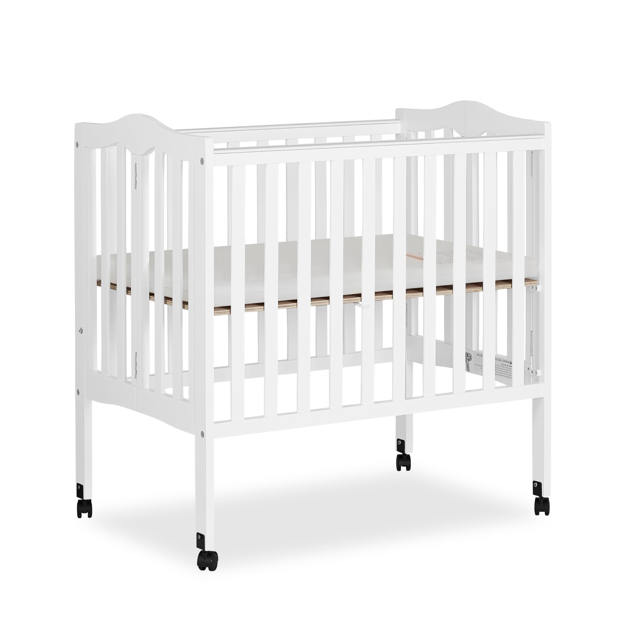 Dream On Me 2-In-1 Lightweight Folding Portable Stationary Side Crib In White, Greenguard Gold Certified, Baby Crib To Playpen, 