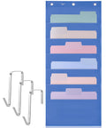 Mr. Pen- Hanging Wall File Organizer, 6 Pocket, Blue, 3 Overdoor Hangers Included, Over The Door File Organizer, Hanging Folder