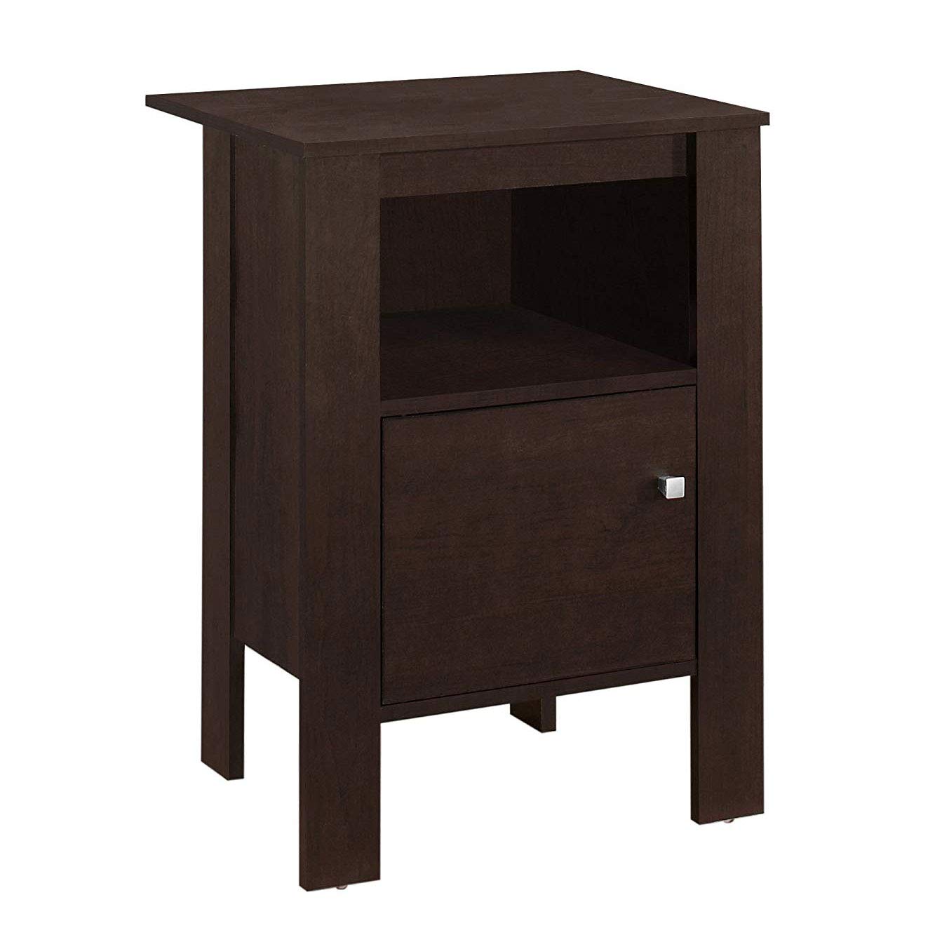 Monarch Specialties Accent Table-Cappuccino Night Stand With Storage, 17.25&quot; L X 14&quot; D X 24.25&quot; H