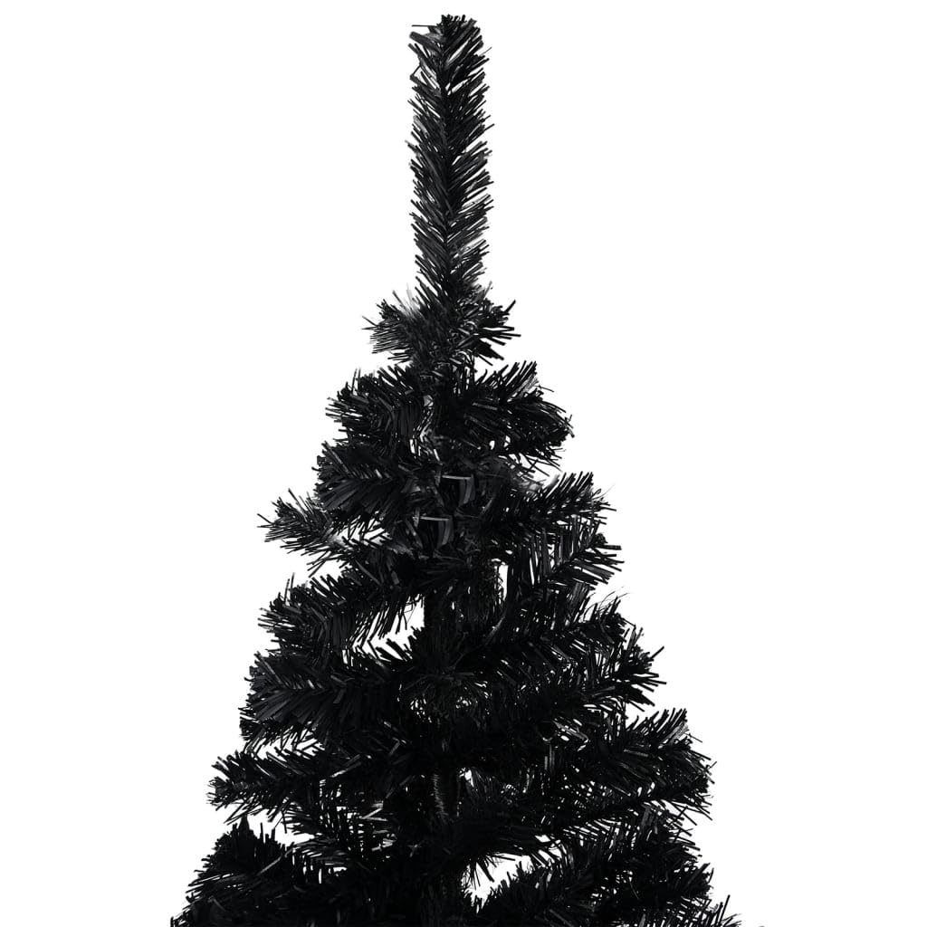 Vidaxl Artificial Christmas Tree With Leds And Ball Set In Black 47.2&quot; Pvc And Rose Gold Ornaments - Easy Assembly, Economical Holiday Decor