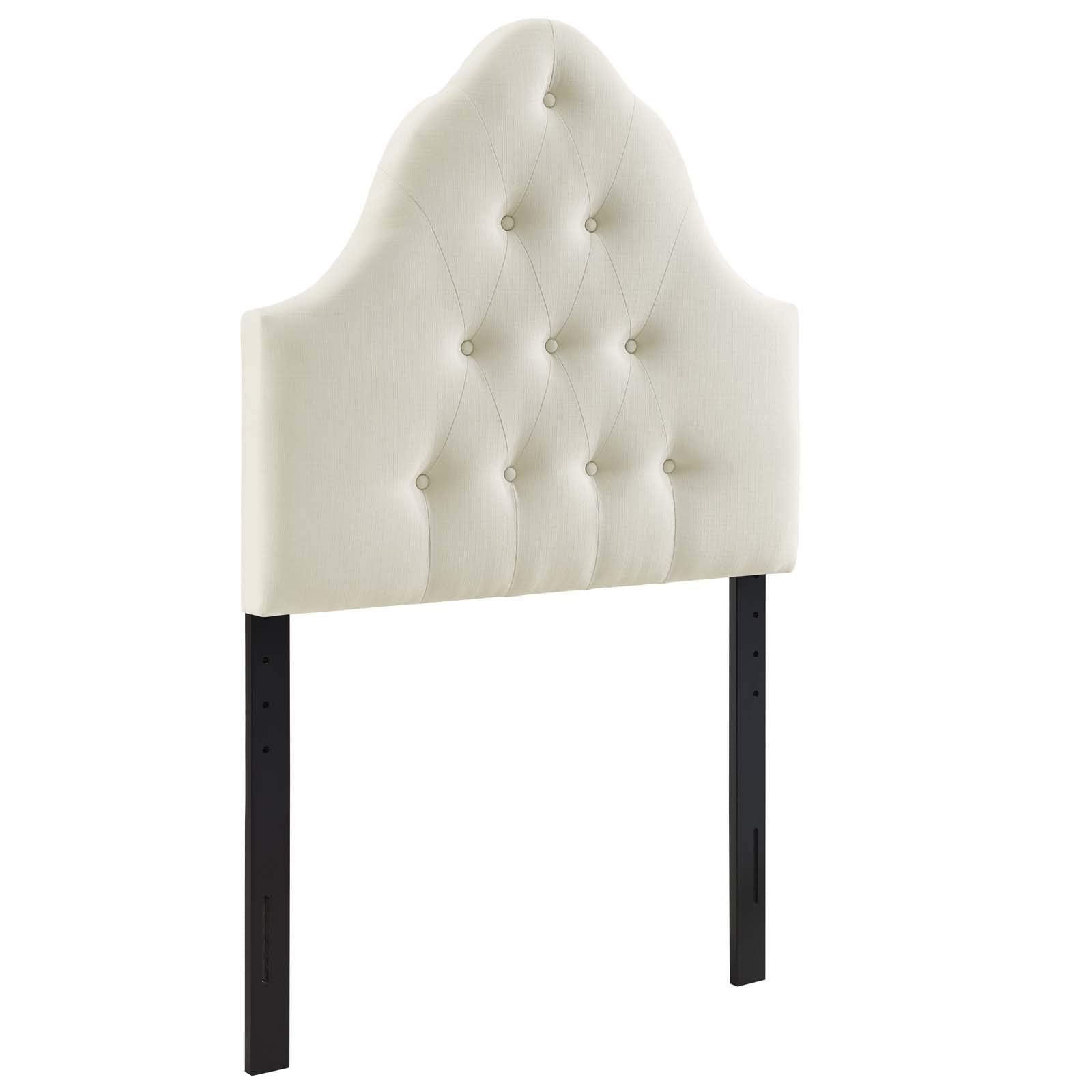 Modway Sovereign Tufted Button Linen Fabric Upholstered Twin Headboard in Ivory