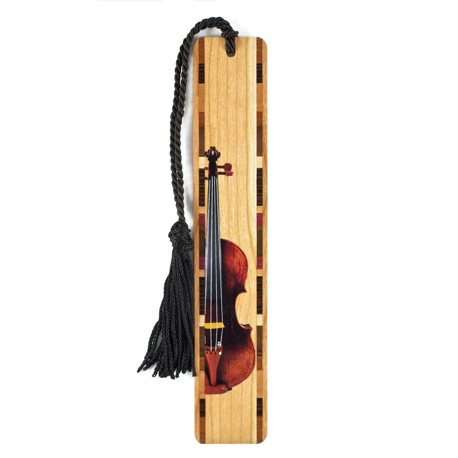 Personalized Violin - Musical Instrument - Colorful Wooden Bookmark - Made In Usa - Also Available Without Personalization