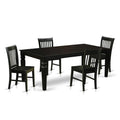 East West Furniture LGNO5-BLK-W 5 Piece Kitchen Table & Chairs Set Includes a Rectangle Dining Room Table with Butterfly Leaf and 4 Dining Chairs, 42x84 Inch, Black