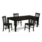 East West Furniture LGNO5-BLK-W 5 Piece Kitchen Table & Chairs Set Includes a Rectangle Dining Room Table with Butterfly Leaf and 4 Dining Chairs, 42x84 Inch, Black