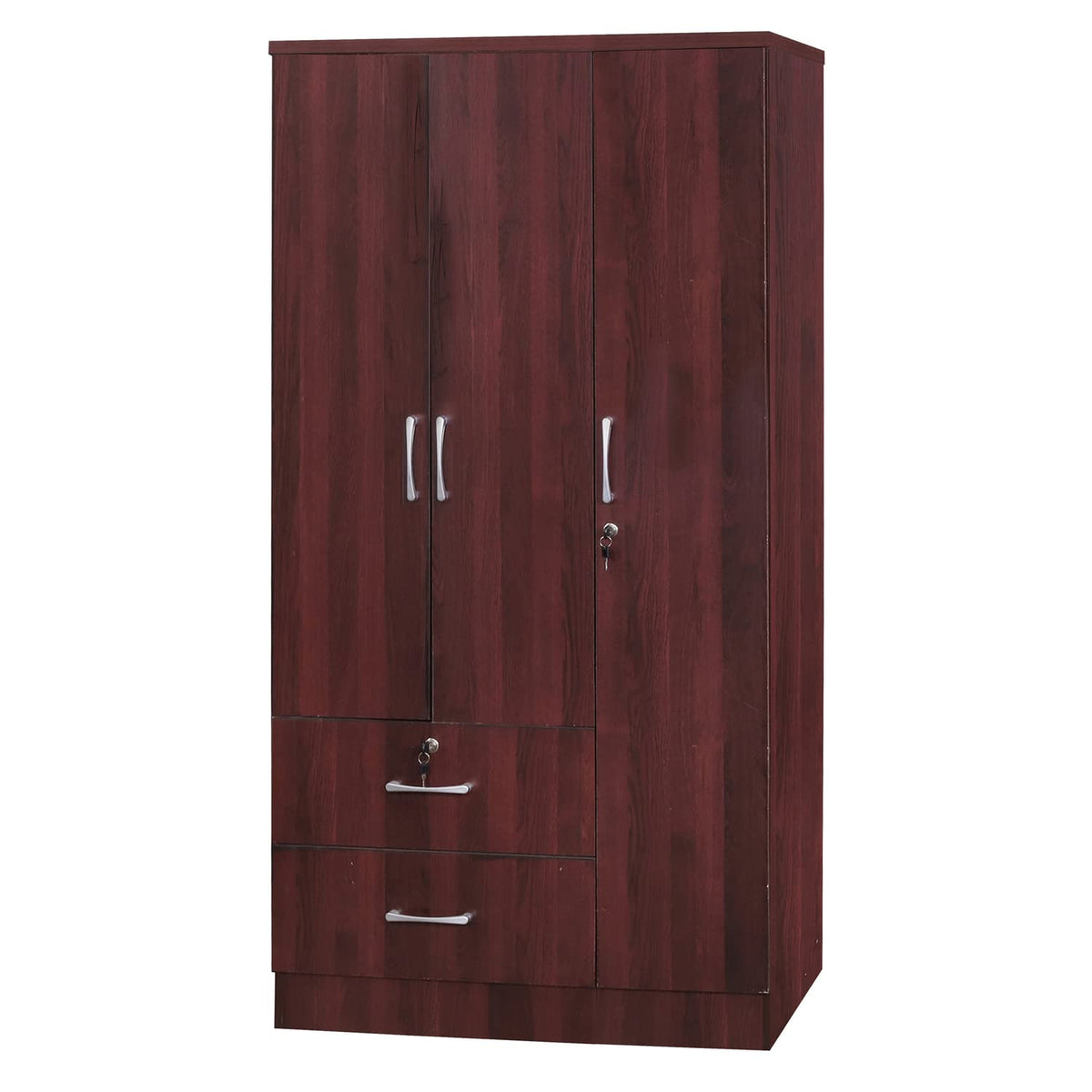 Better Home Products Symphony Wardrobe Armoire Closet with Two Drawers Mahogany