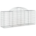 vidaXL Arched Gabion Basket - 78.7x19.7x31.5/39.4, Decorative Garden Barrier, Stable Iron Wire Cage Made of Galvanized Iron, Sil