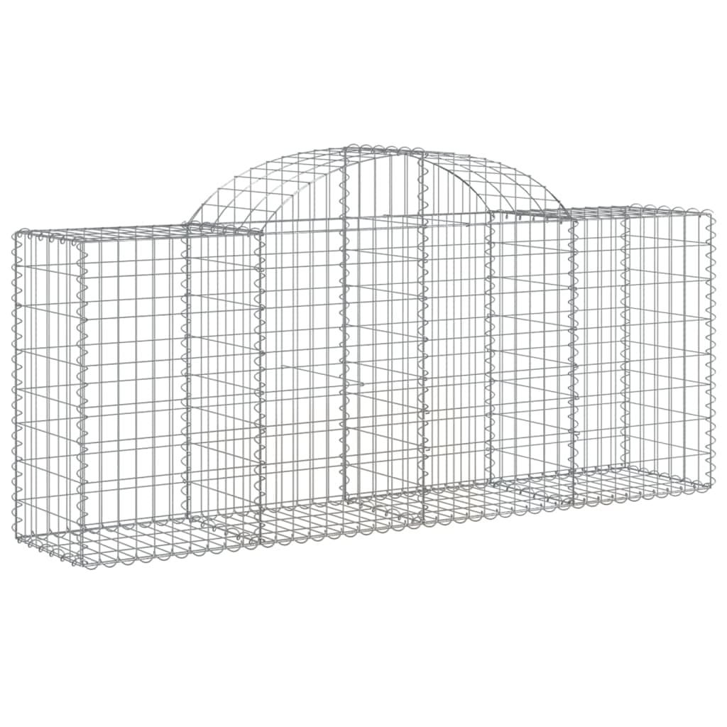 vidaXL Arched Gabion Basket - 78.7x19.7x31.5/39.4, Decorative Garden Barrier, Stable Iron Wire Cage Made of Galvanized Iron, Sil
