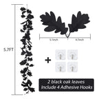 Recutms Black Leaf Garland 2Pcs 5.7 Ft Halloween Garland Fall Leaf Garland Artificial Hanging Black Maple Autumn Vine Leaf Fall