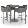 vidaXL Patio Bar Set 5 Piece with Cushions Garden Outdoor Terrace Balcony Dining Table and Chair Seat Seating Furniture Poly Rat