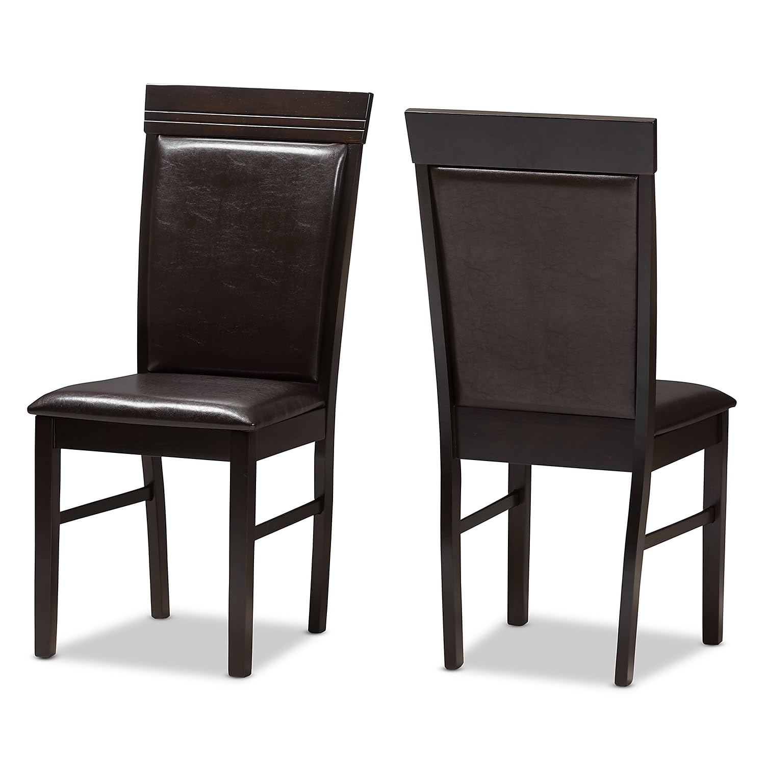 Baxton Studio Thea Contemporary Faux Leather Dining Chair, Dark Brown ...