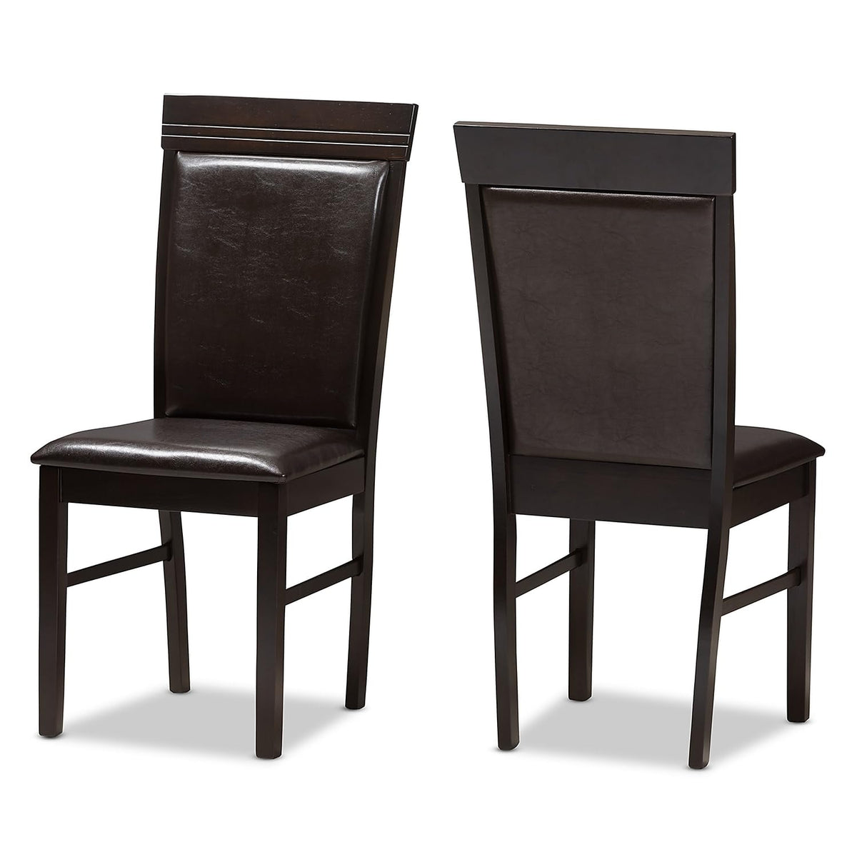 Baxton Studio Thea Contemporary Faux Leather Dining Chair, Dark Brown, 2/Set (142-2PC-8031-HT)