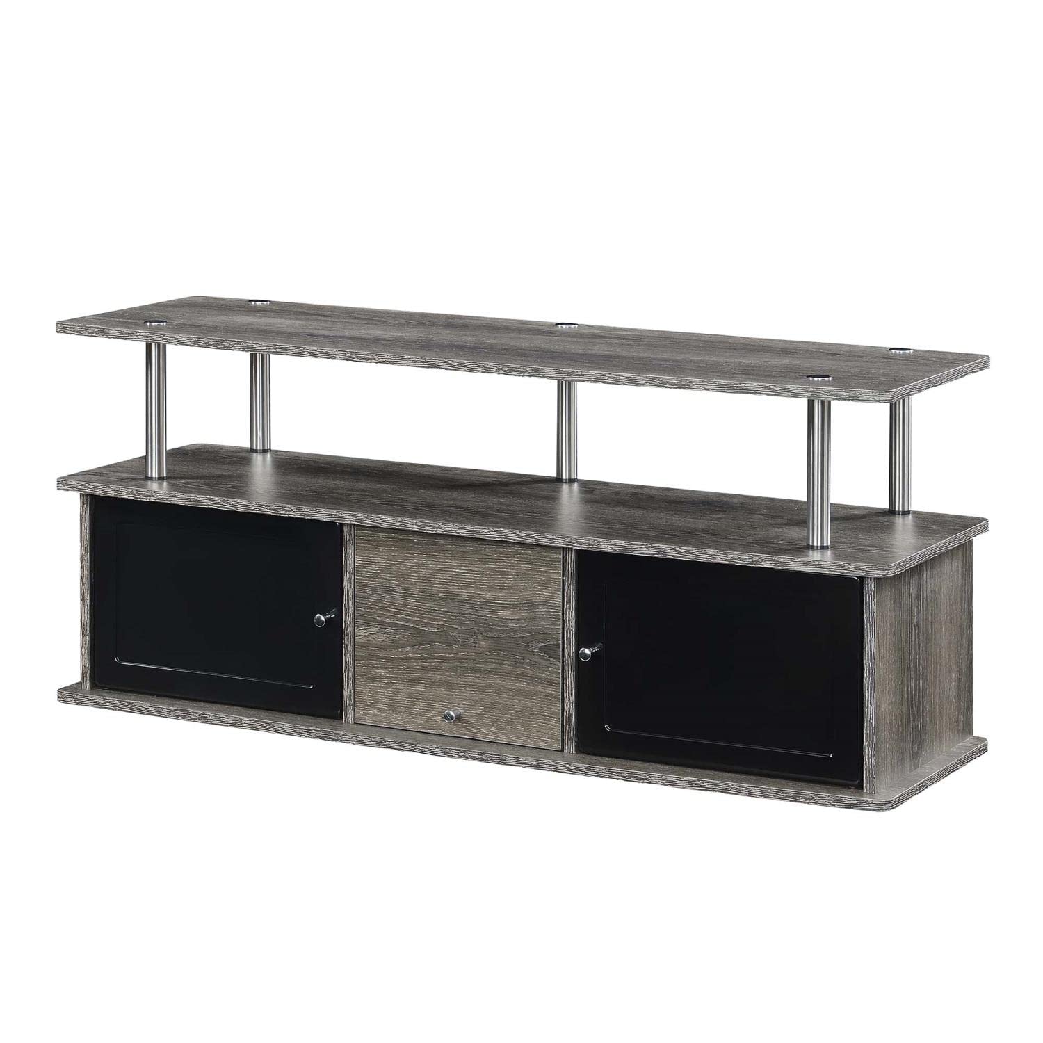 Convenience Concepts Designs2Go 55 inch TV Stand with 3 Storage Cabinets and Shelf, Weathered Gray