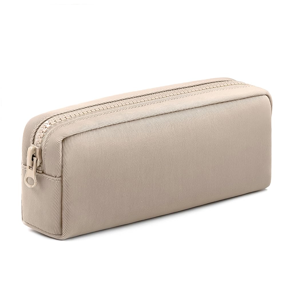 Dobmit Big Capacity Pencil Case, Pure Color Pen Pouch With Zipper Stationary Storage Bag For Adult Officers, Khaki
