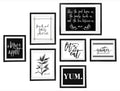 ArtbyHannah 7 Pack Framed Kitchen Wall Art Decor for Dining Room with Black Gallery Wall Frames Sets and Decorative Art Prints f