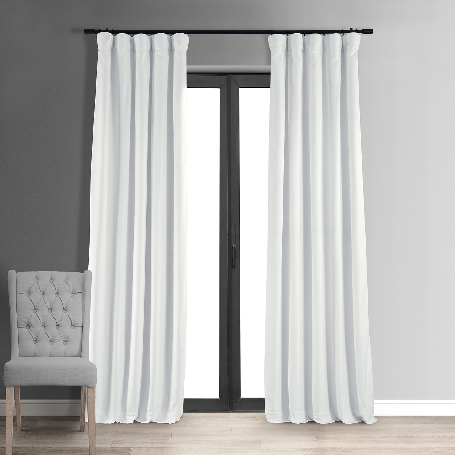 Hpd Half Price Drapes Signature Velvet Thermal Blackout Curtains For Living Room 96 Inch Long (1 Panel) Rod Pocket Insulated Blackout Curtains For Bedroom Window Curtains, 50W X 96L, Primary White