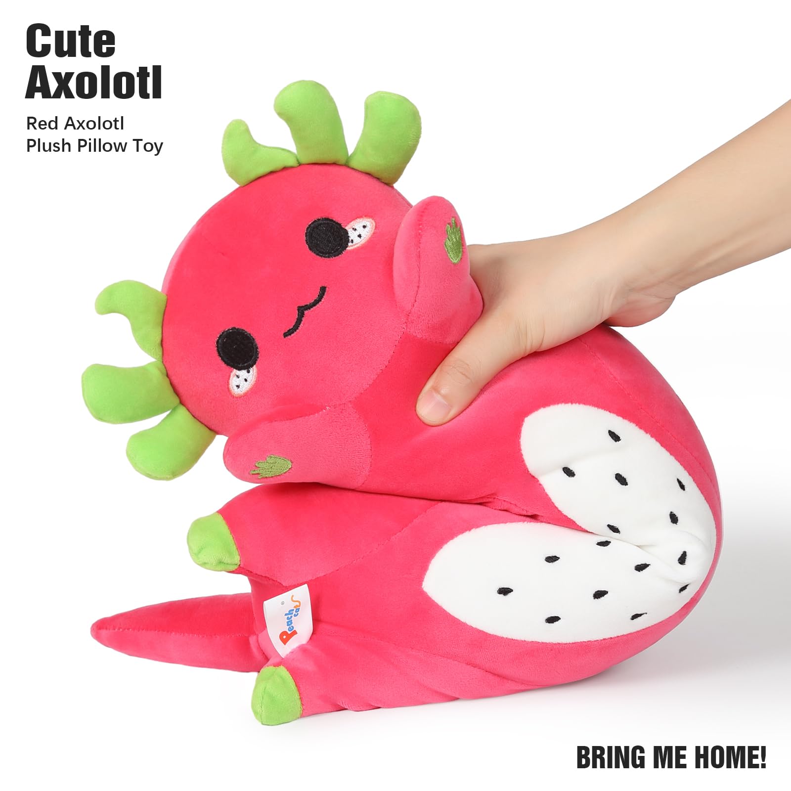 Peach Cat Long Dragon Fruit Axolotl Stuffed Animal Kawaii Pitaya Axolotl Plush Pillow Toy For Girls And Boys 34'